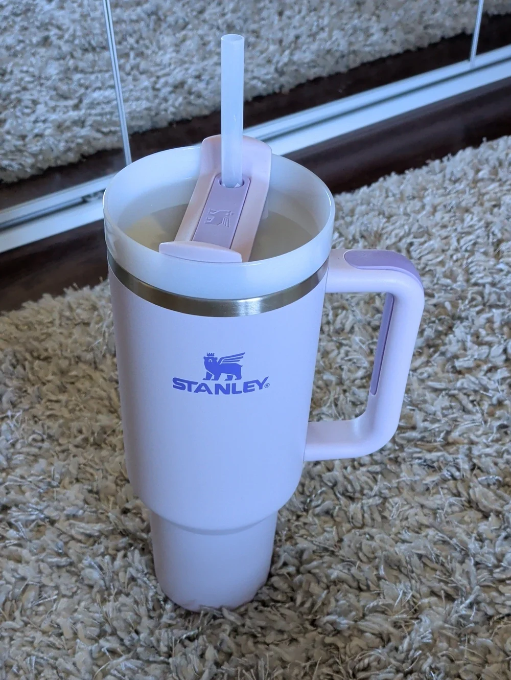 Stanley Light Pink Travel Tumbler with Handle and Straw - Picture 1 of 5